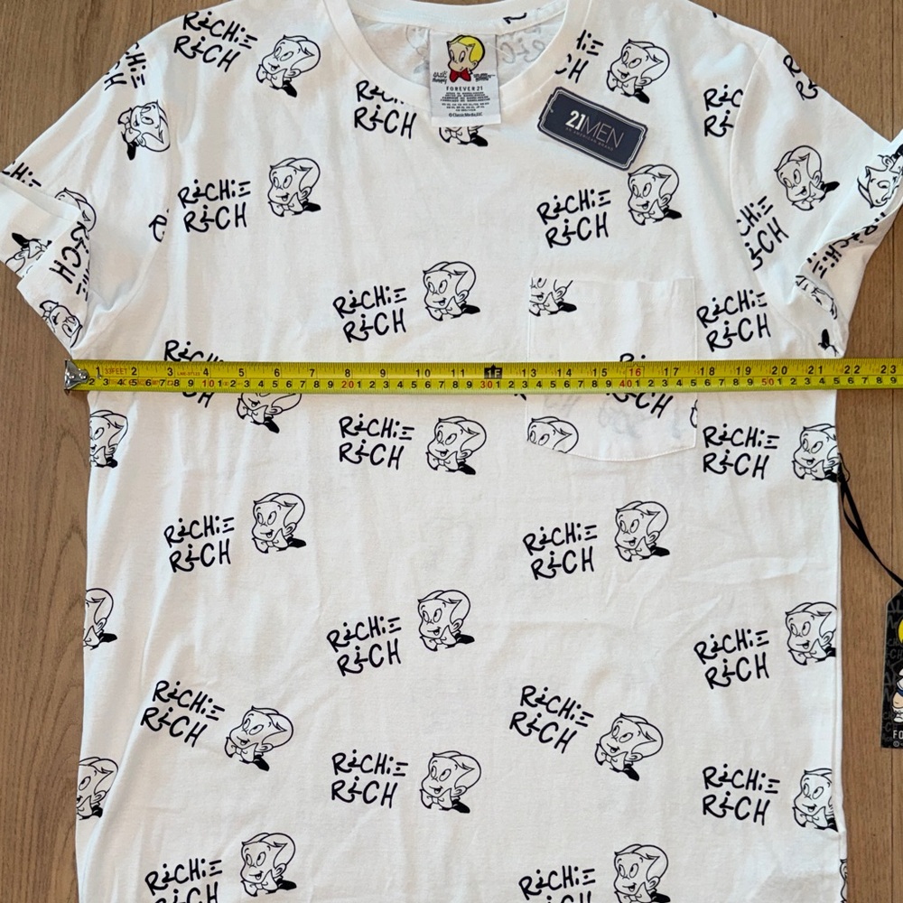 Forever 21 x Alec Monopoly White Richie Rich Cartoon Logo Pocket Tee XL  NWT - Picture 7 of 10